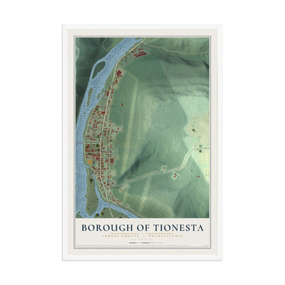 Map of the Borough of Tionesta, Forest County, Pennsylvania, 12 x 18 inch print in a white wood frame