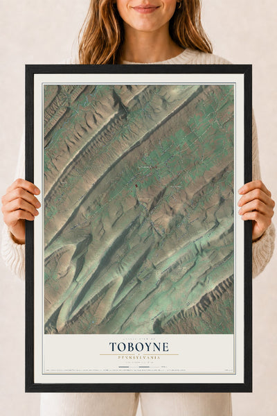 Map of Toboyne, Pennsylvania, 18 x 24 inch print in a black wood frame