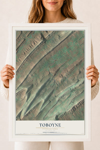 Map of Toboyne, Pennsylvania, 18 x 24 inch print in a white wood frame