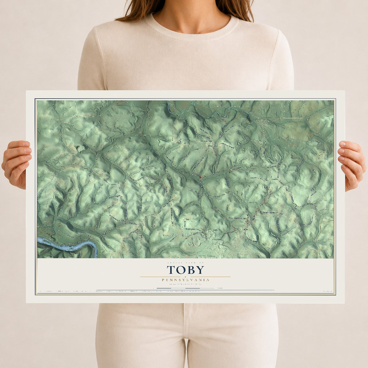 Map of Toby, Pennsylvania, 12 x 18 inch unframed archival matte print