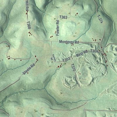 Second close-up of the map of Toby, Pennsylvania print showing more streets and buildings