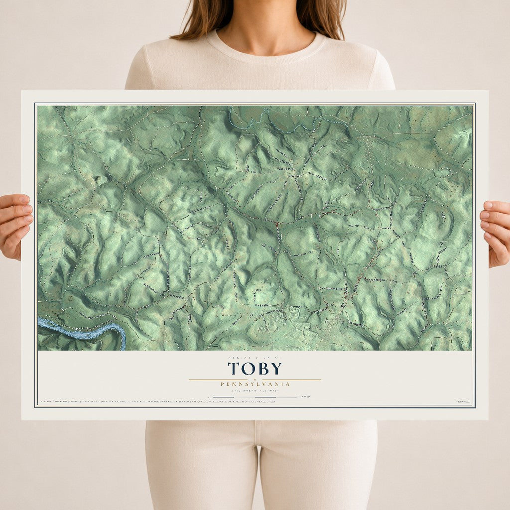Map of Toby, Pennsylvania, 18 x 24 inch unframed archival matte print
