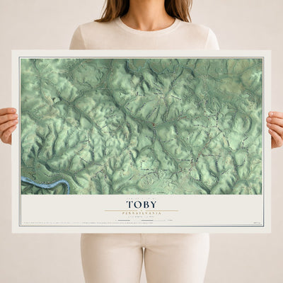 Map of Toby, Pennsylvania, 18 x 24 inch unframed archival matte print
