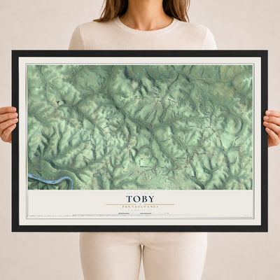 Map of Toby, Pennsylvania, 18 x 24 inch print in a black wood frame