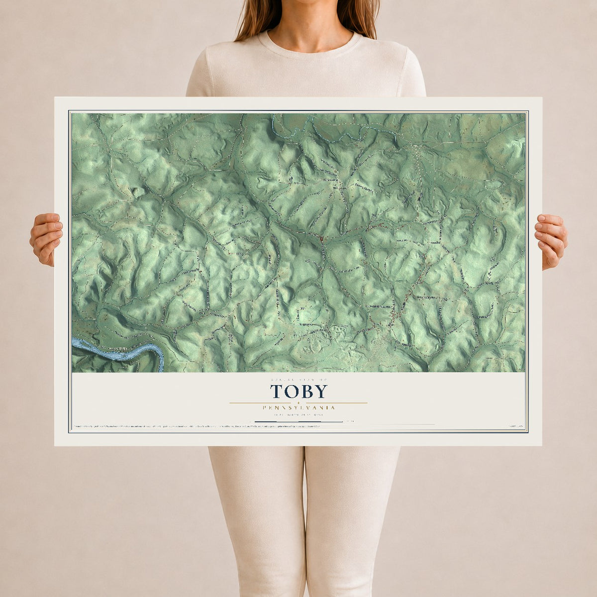 Map of Toby, Pennsylvania, 24 x 36 inch unframed archival matte print