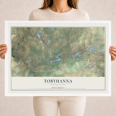 Map of Tobyhanna, Pennsylvania, 18 x 24 inch print in a white wood frame