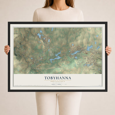 Map of Tobyhanna, Pennsylvania, 24 x 36 inch print in a black wood frame