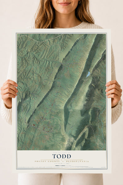 Map of Todd, Fulton County, Pennsylvania, 18 x 24 inch unframed archival matte print
