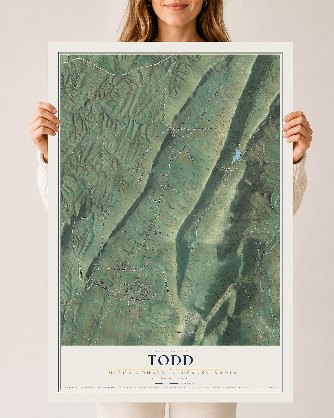 Map of Todd, Fulton County, Pennsylvania, 24 x 36 inch unframed archival matte print