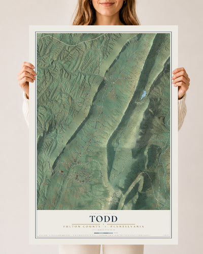 Map of Todd, Fulton County, Pennsylvania, 24 x 36 inch unframed archival matte print