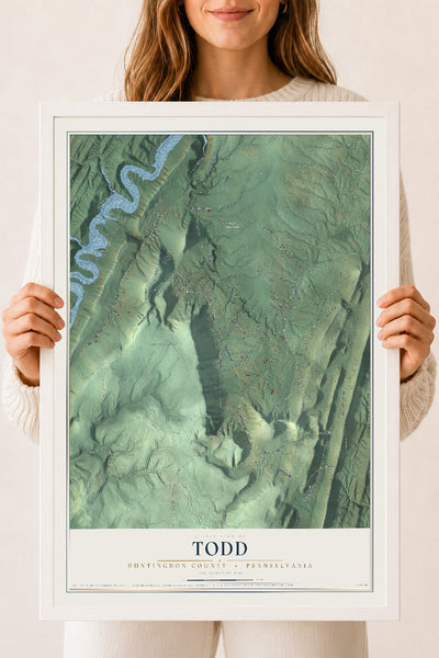 Map of Todd, Huntingdon County, Pennsylvania, 18 x 24 inch print in a white wood frame