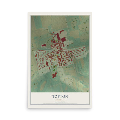 Map of Topton, Pennsylvania, 12 x 18 inch unframed archival matte print