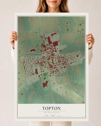 Map of Topton, Pennsylvania, 24 x 36 inch unframed archival matte print