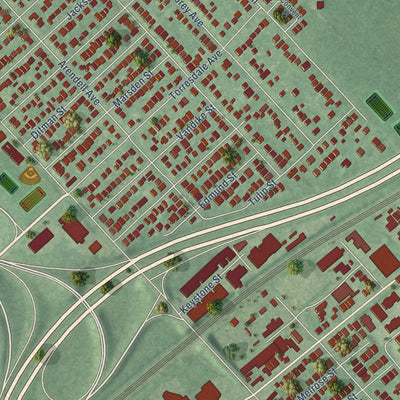 Close-up of the map of Torresdale, Pennsylvania print showing street and building detail
