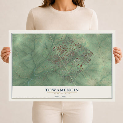 Map of Towamencin, Pennsylvania, 12 x 18 inch unframed archival matte print