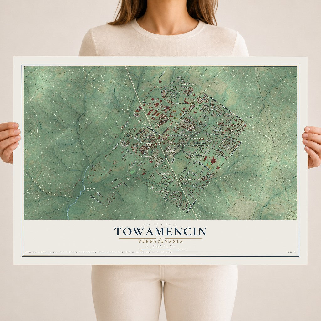 Map of Towamencin, Pennsylvania, 18 x 24 inch unframed archival matte print