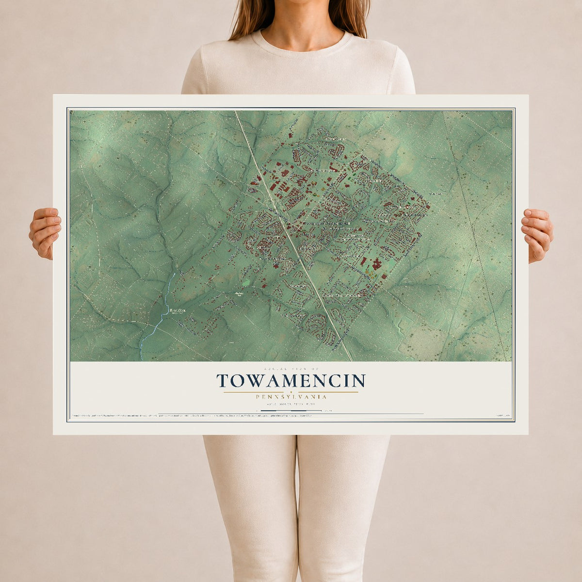 Map of Towamencin, Pennsylvania, 24 x 36 inch unframed archival matte print
