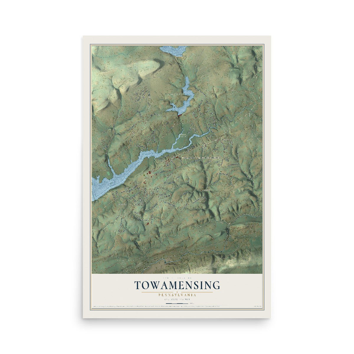 Map of Towamensing, Pennsylvania, 12 x 18 inch unframed archival matte print