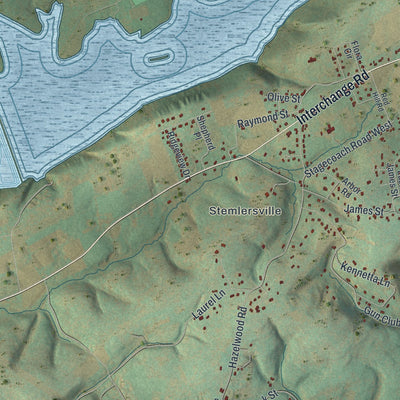 Second close-up of the map of Towamensing, Pennsylvania print showing more streets and buildings