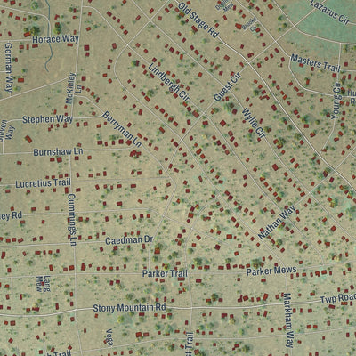 Close-up of the map of Towamensing Trails, Pennsylvania print showing street and building detail
