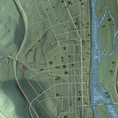 Close-up of the map of Towanda, Bradford County, Pennsylvania print showing street and building detail