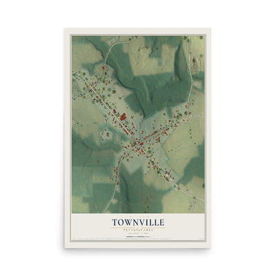 Map of Townville, Pennsylvania, 12 x 18 inch unframed archival matte print