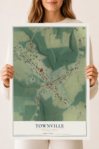 Map of Townville, Pennsylvania, 18 x 24 inch unframed archival matte print