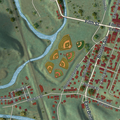 Close-up of the map of Trafford, Pennsylvania print showing street and building detail