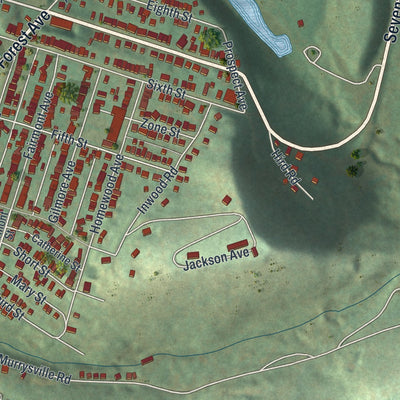 Second close-up of the map of Trafford, Pennsylvania print showing more streets and buildings