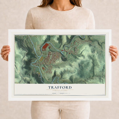 Map of Trafford, Pennsylvania, 12 x 18 inch print in a white wood frame