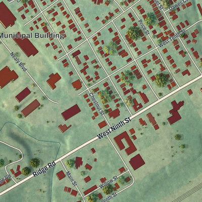 Close-up of the map of Trainer, Pennsylvania print showing street and building detail