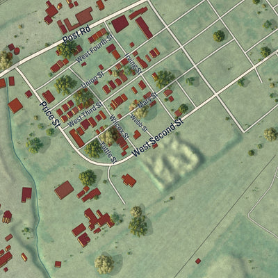 Second close-up of the map of Trainer, Pennsylvania print showing more streets and buildings
