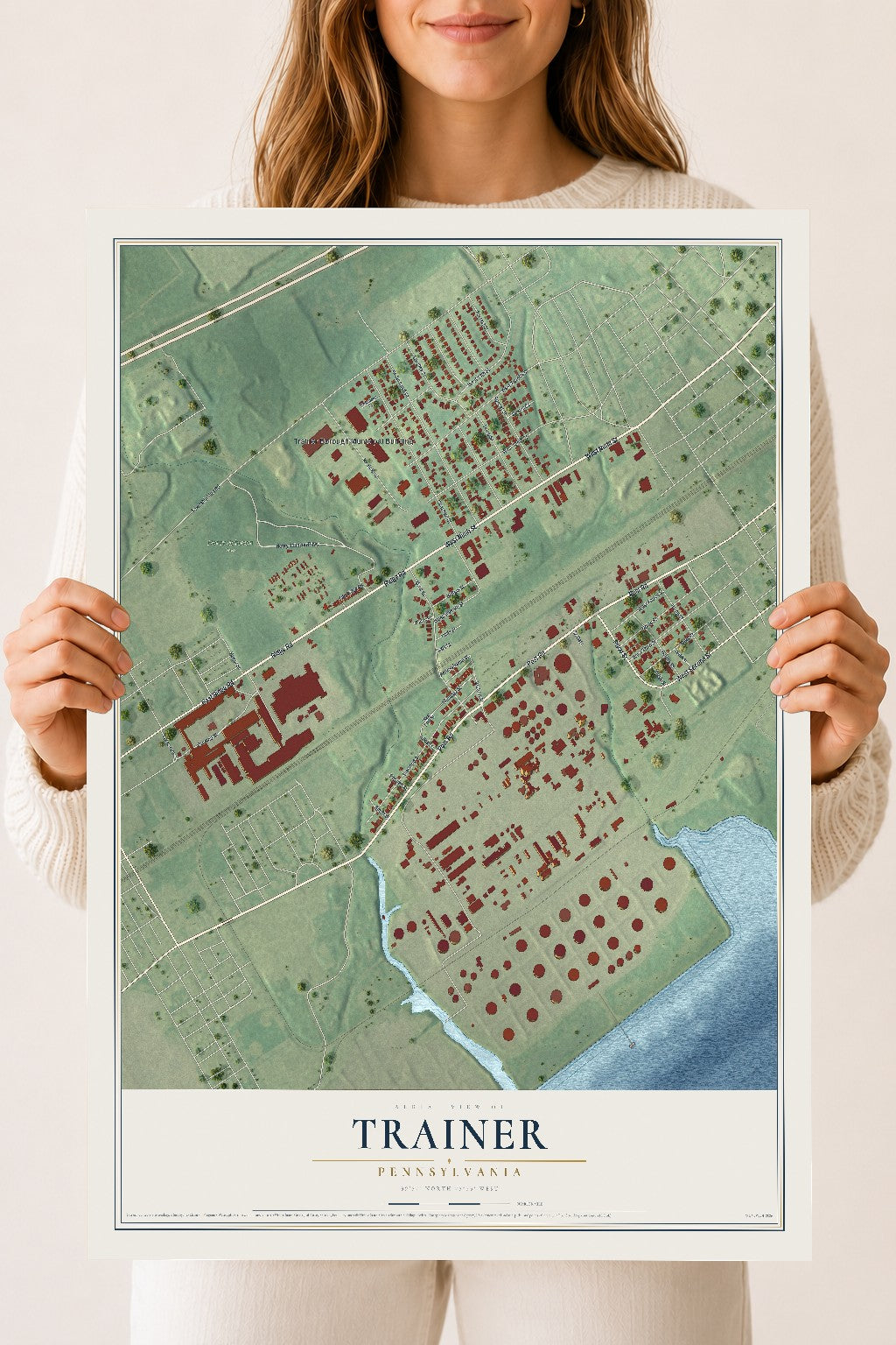 Map of Trainer, Pennsylvania, 18 x 24 inch unframed archival matte print