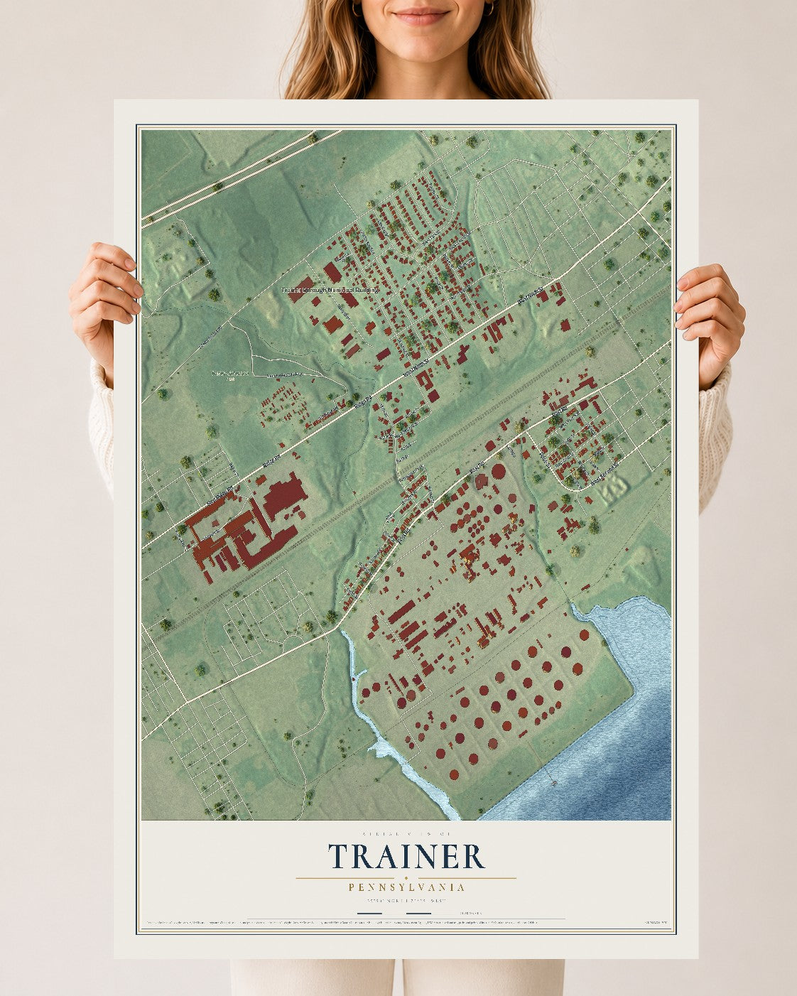 Map of Trainer, Pennsylvania, 24 x 36 inch unframed archival matte print