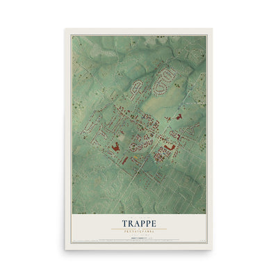 Map of Trappe, Pennsylvania, 12 x 18 inch unframed archival matte print