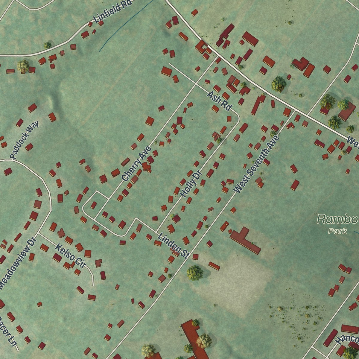 Second close-up of the map of Trappe, Pennsylvania print showing more streets and buildings