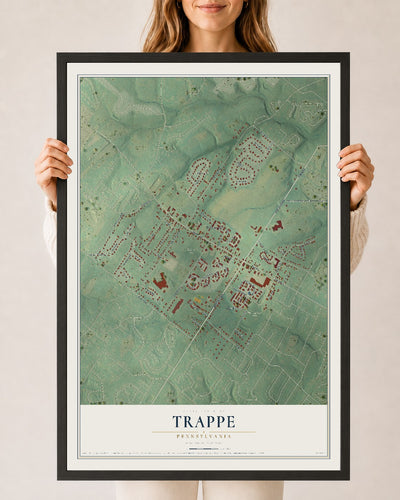 Map of Trappe, Pennsylvania, 24 x 36 inch print in a black wood frame