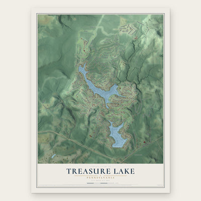 Treasure Lake, Pennsylvania map print, the full design