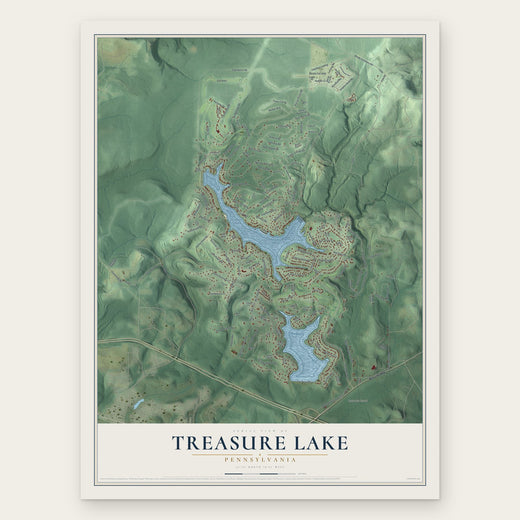 Treasure Lake, Pennsylvania map print, the full design