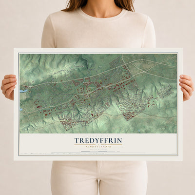 Map of Tredyffrin, Pennsylvania, 12 x 18 inch unframed archival matte print