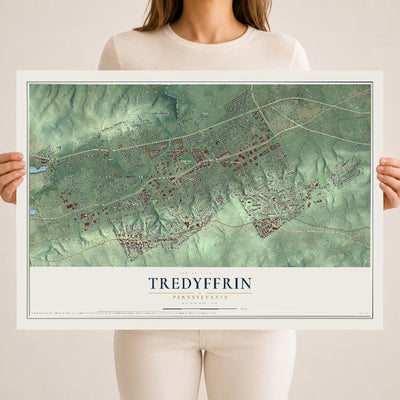 Map of Tredyffrin, Pennsylvania, 18 x 24 inch unframed archival matte print