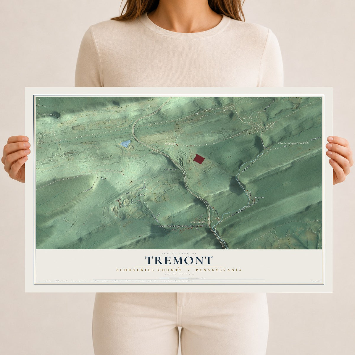 Map of Tremont, Schuylkill County, Pennsylvania, 12 x 18 inch unframed archival matte print