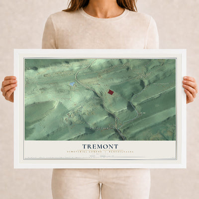 Map of Tremont, Schuylkill County, Pennsylvania, 12 x 18 inch print in a white wood frame