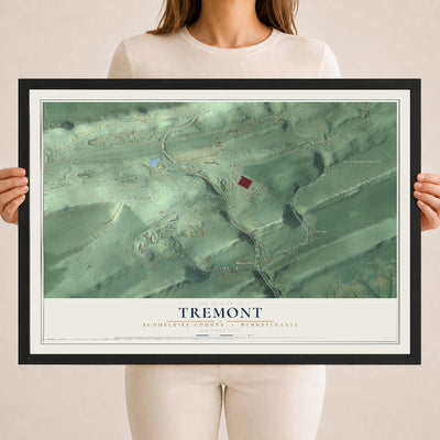 Map of Tremont, Schuylkill County, Pennsylvania, 18 x 24 inch print in a black wood frame