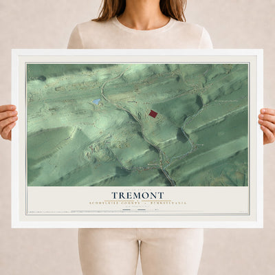 Map of Tremont, Schuylkill County, Pennsylvania, 18 x 24 inch print in a white wood frame