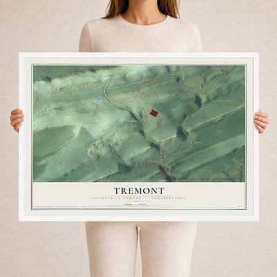 Map of Tremont, Schuylkill County, Pennsylvania, 24 x 36 inch print in a white wood frame