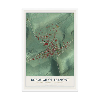 Map of the Borough of Tremont, Schuylkill County, Pennsylvania, 12 x 18 inch print in a white wood frame