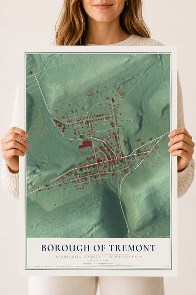 Map of the Borough of Tremont, Schuylkill County, Pennsylvania, 18 x 24 inch unframed archival matte print