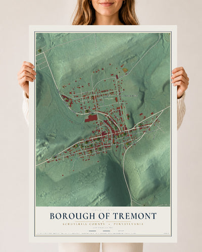 Map of the Borough of Tremont, Schuylkill County, Pennsylvania, 24 x 36 inch unframed archival matte print