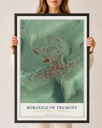 Map of the Borough of Tremont, Schuylkill County, Pennsylvania, 24 x 36 inch print in a black wood frame